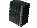 1x2x4 high pack PVC cross flow "herring Bone" type 15 mil Packs with IL inlet louvers and ID integral drift-eliminators. Available in 4, 6, 8, 10 fill heights.